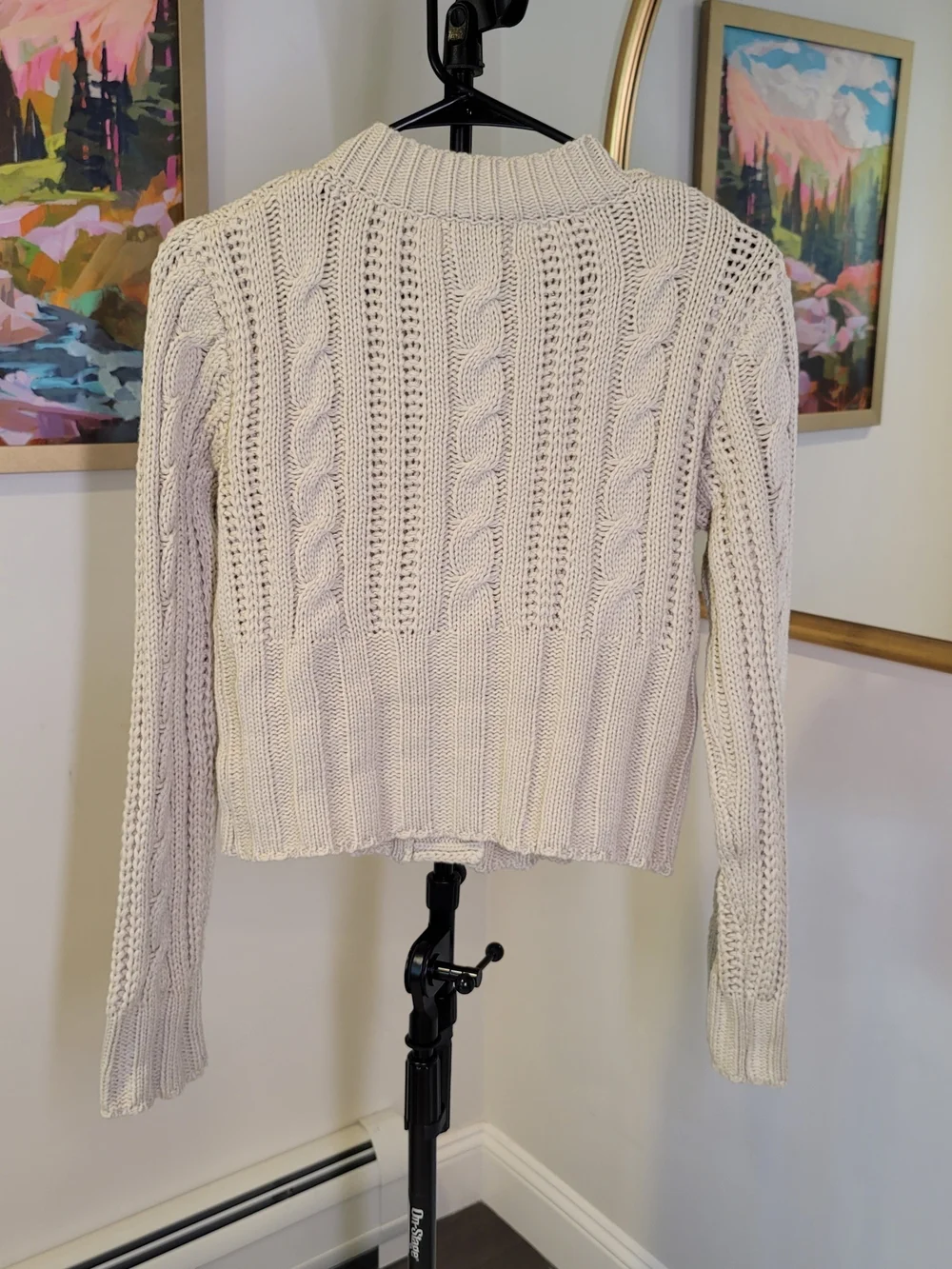 PRINCESS POLLY Donielle Cable Knit Cardigan Sweater Beige Women's Size XS/S